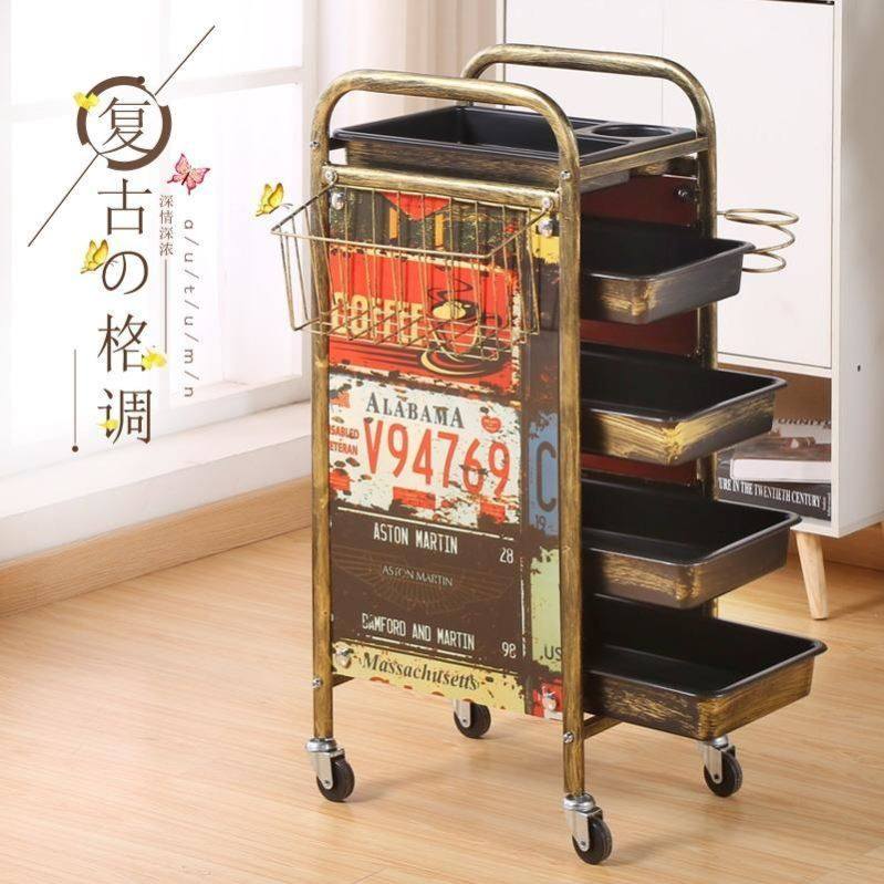 复古美容美发车杠车理发店烫染工具车发廊专用手推车工业风新款欧