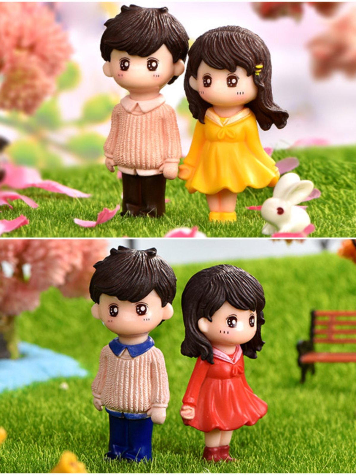 促销微景观小人摆件可爱塑料大眼睛情侣手工水晶球配件学生礼物