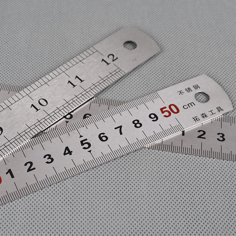 拓森不锈钢直尺60cm50cm1米钢板尺加厚加宽测量具钢直尺300MM