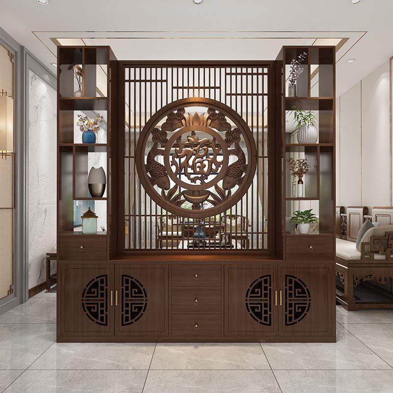 实木浮雕款屏风隔断客厅