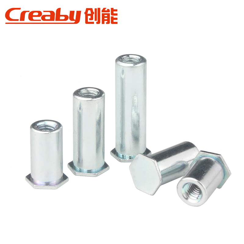 蓝白锌压铆螺柱盲孔母碳