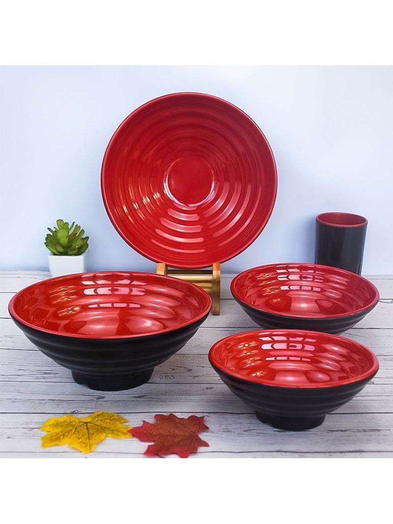 密胺黑红双色拉面碗牛肉