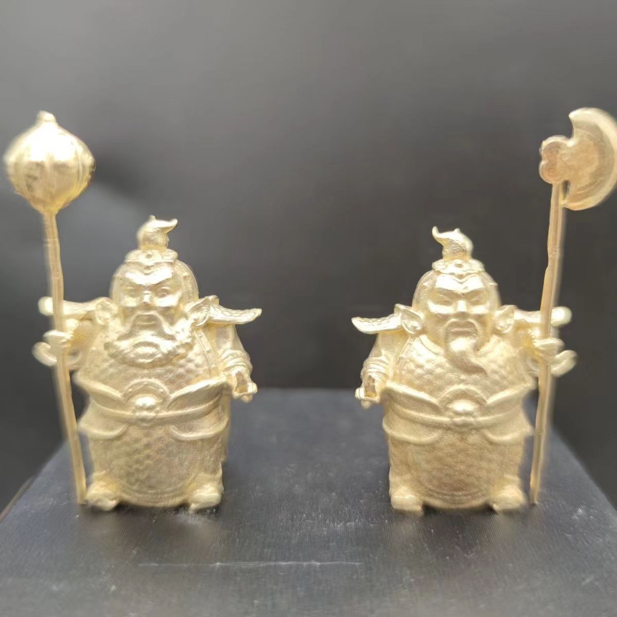 纯铜实心哼哈二将呆萌摆件迷你黄铜门神尉迟敬德先锋家居工艺模型