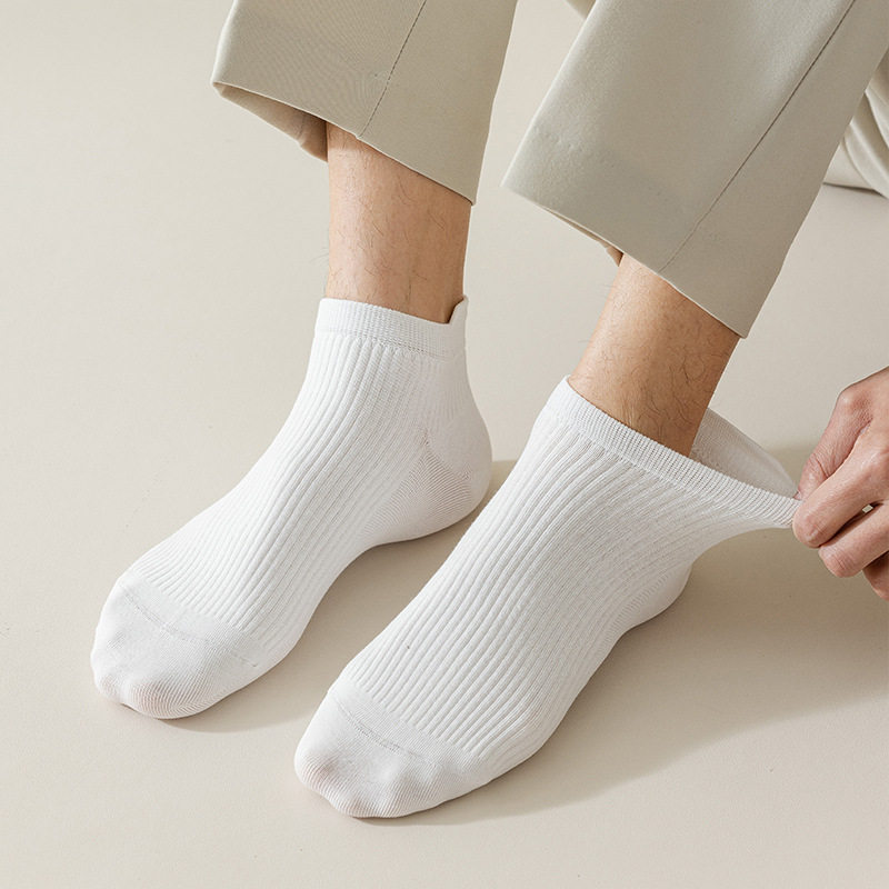 白色袜子男士短筒全棉袜春夏季吸汗防臭短袜运动透气男士低帮船袜