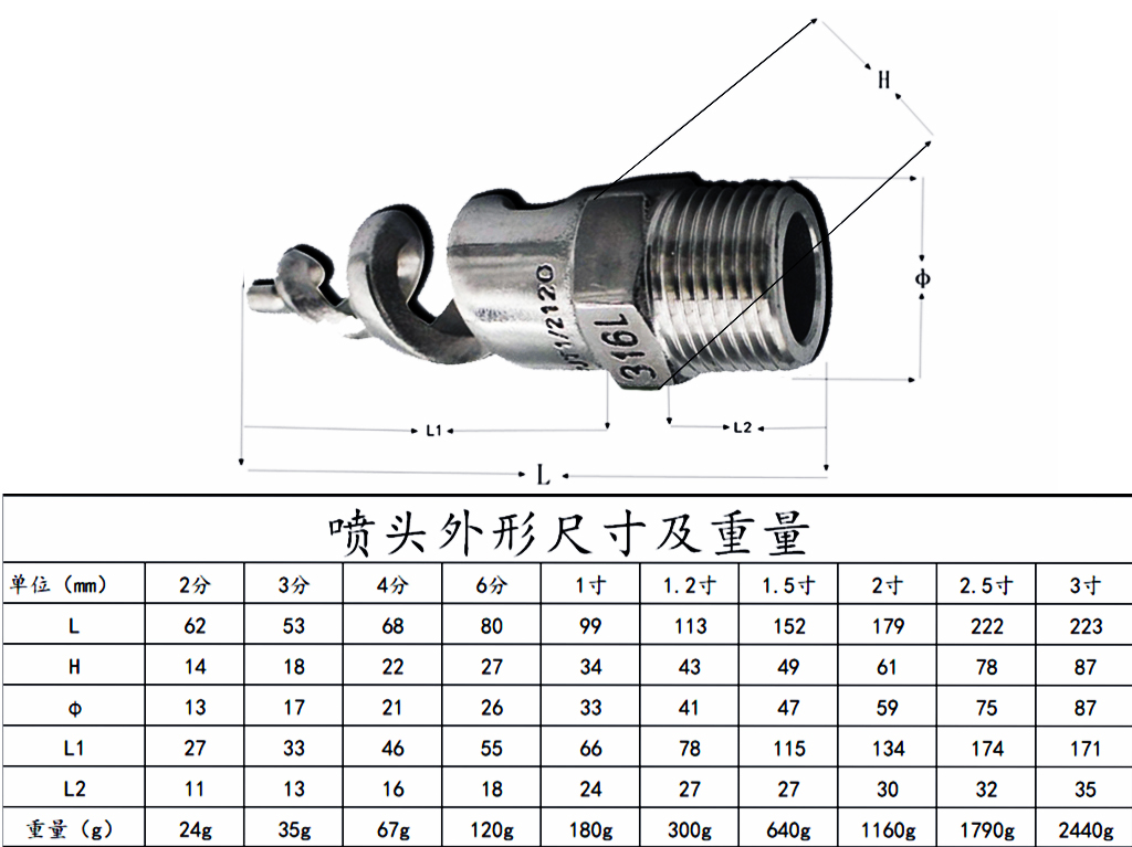 腾信不锈钢螺旋喷头消防