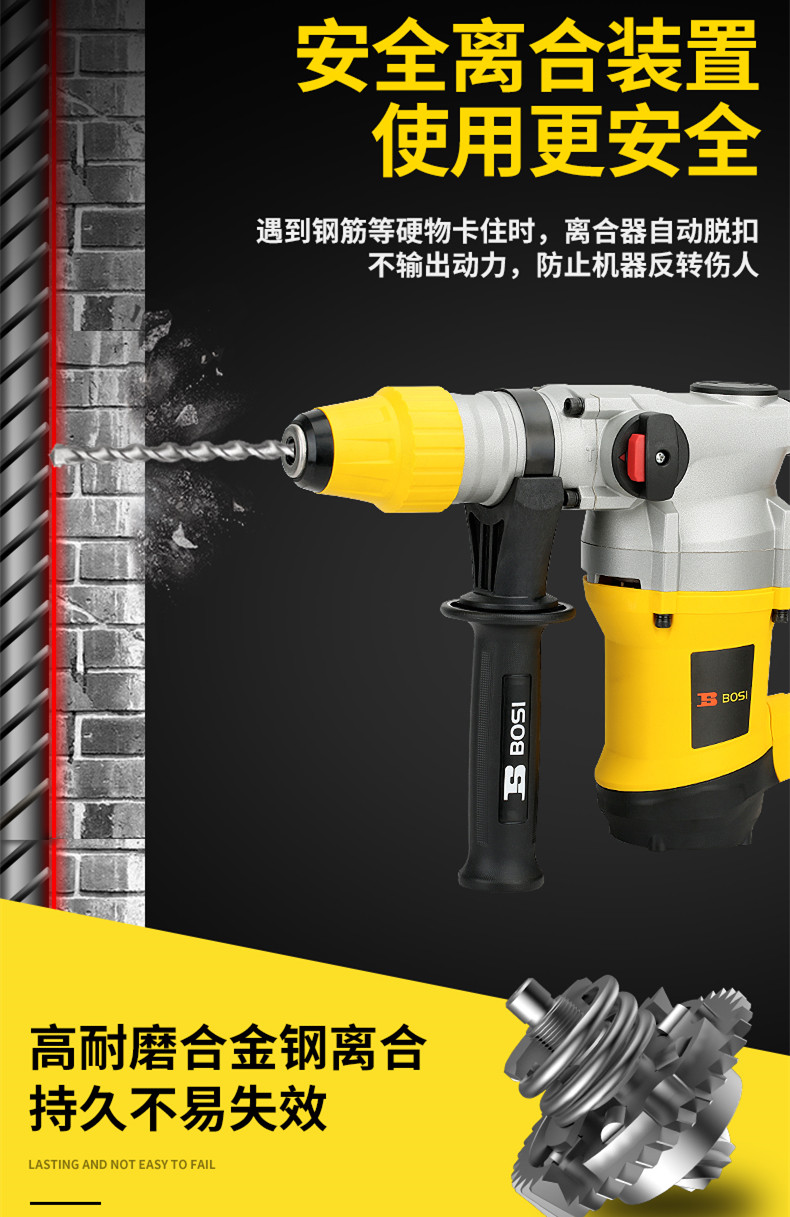 波斯电锤镐工业级开槽大