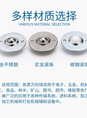 圆柱万向球精密不锈钢KSM22-FL15 25 30 万向滚珠轴承 牛眼轮滚轮