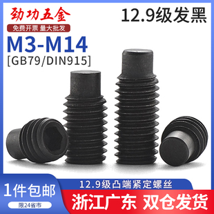 12.9级凸端紧定螺丝内六角圆柱端机米螺钉GB79无头顶丝m3m4m5m6m8