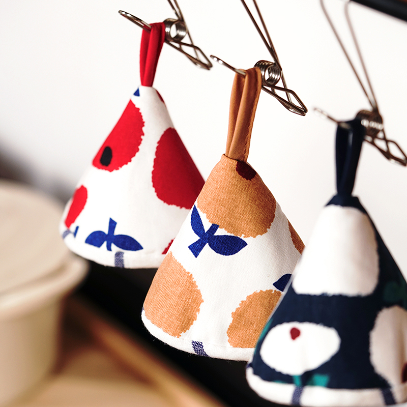 ins花朵布艺防烫帽子日韩式锥形汤锅盖子帽 珐琅锅砂锅提手隔热套