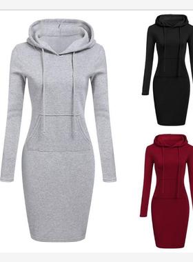 Women winter clothes plus size Sportswear Hoodie long dress