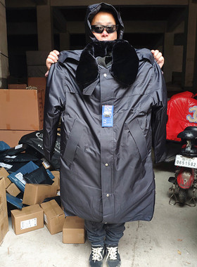 黑色棉大衣保安棉大衣 加厚防寒保暖冬季棉服棉衣 多功保暖大衣