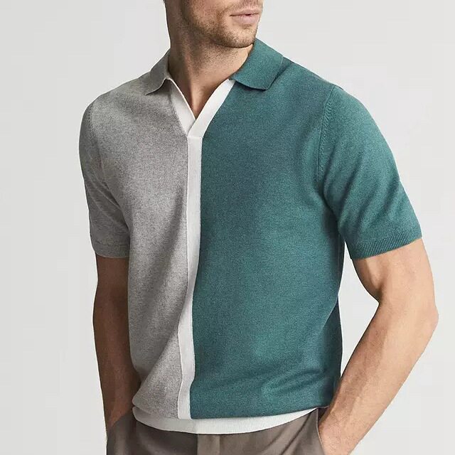 欧美男装2024夏季翻领撞