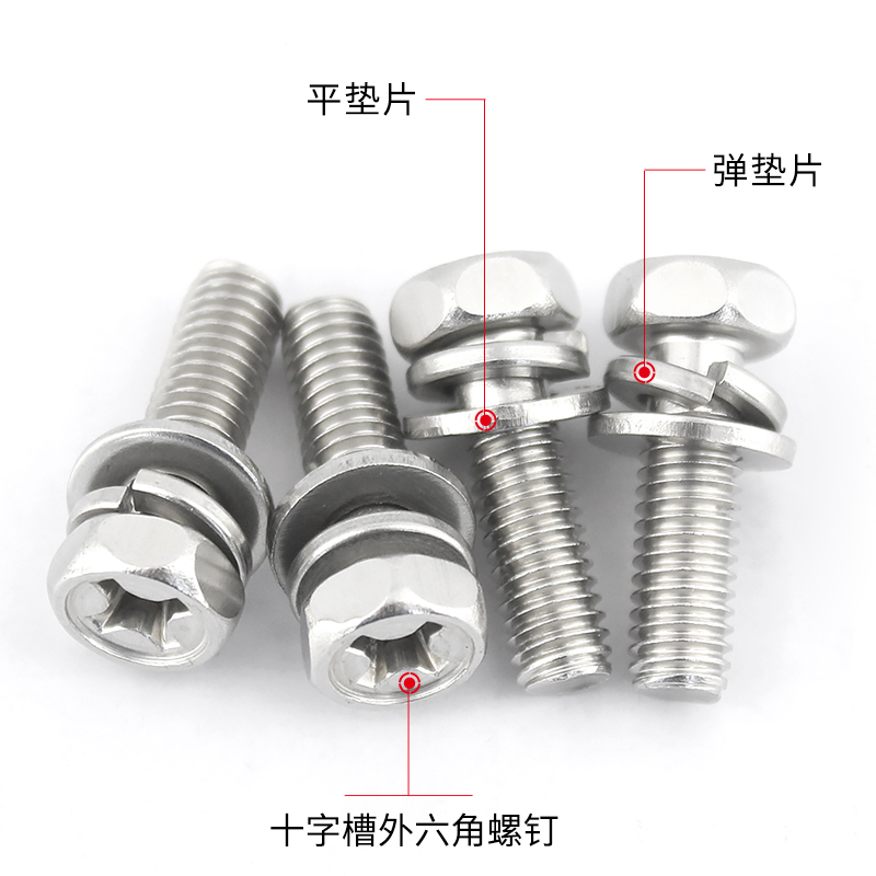 不锈钢外六角凹脑螺钉十