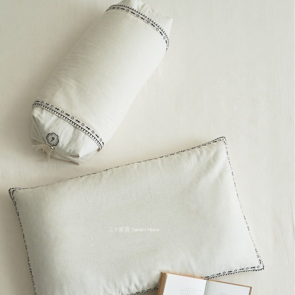 大厂设计精风定边刺绣棉亚麻大凉山苦荞壳枕头枕芯颈椎