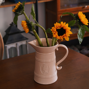 出口英式女王浮雕头像陶瓷粉色花瓶客厅摆件家居装饰水养鲜花插花