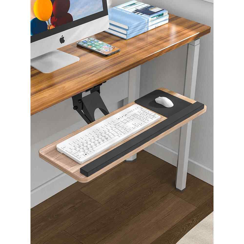 键盘托架桌下键盘鼠标支架办公室电脑桌抽屉滑轨可调节旋转架托盘