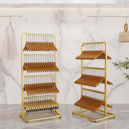 服装店放衣架收纳层架落地可移动收纳衣架子多层省空间裤夹收纳神