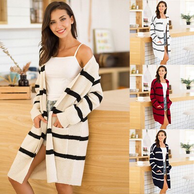 2020 autumn new mid-length knitted cardigan sweater women