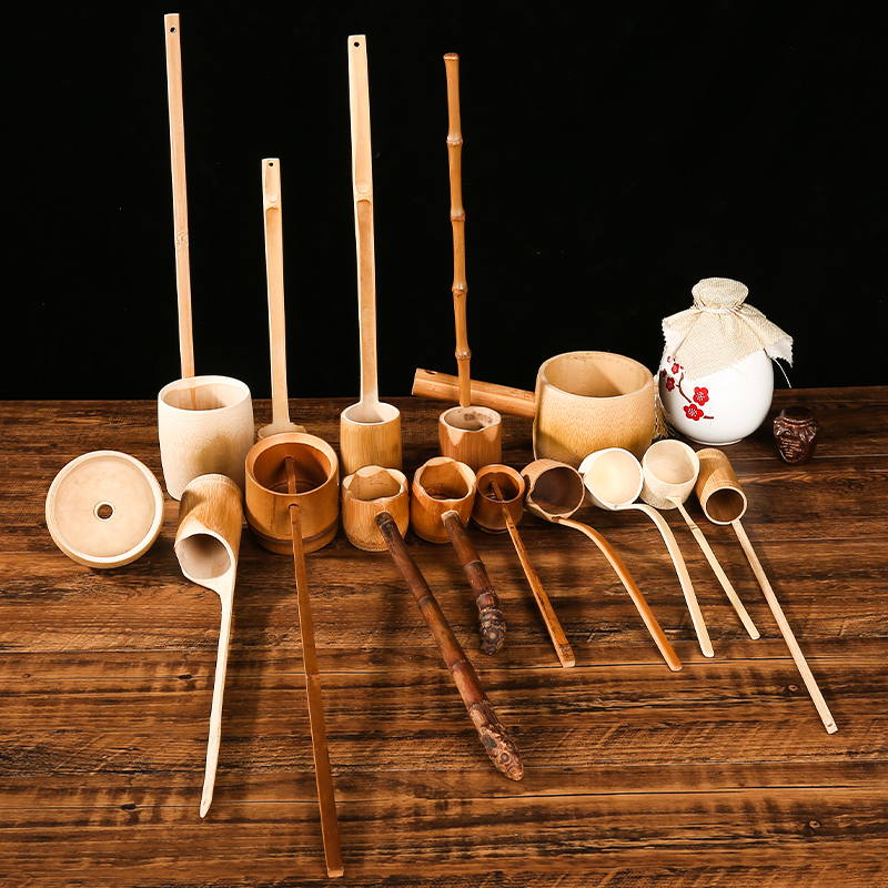 竹制酒提子打酒勺酒吊子竹漏斗舀酒勺子打水瓢盛酒器水勺打酒勺子