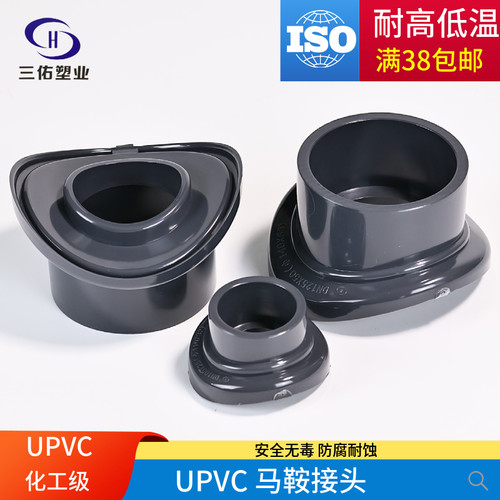 三佑UPVC马鞍座化工水管马鞍弧形接头增接口三通分水座PVC管件20