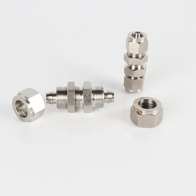 不锈钢304穿板快拧接头 PU软管四氟管快速接头   隔板穿板中间