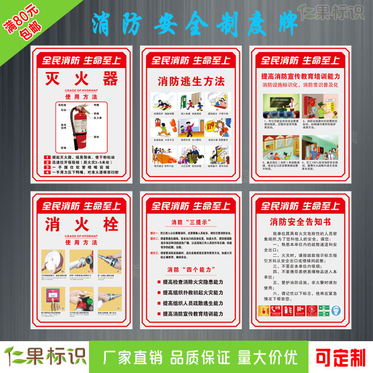 消防安全管理制度宣传主题画标语画规章知识警告标识标志海报挂图