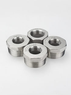 补心不锈钢补芯SUS304NPT美制60度锥螺纹卜申内外丝变径1寸5转2分