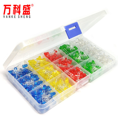 F5 5mm LED发光二极管盒装 发光管 500只 每色100只 5色共500PCS