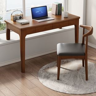 实木书桌书架一体家用卧室窗台改造写字台飘窗定制一半脚学习桌子