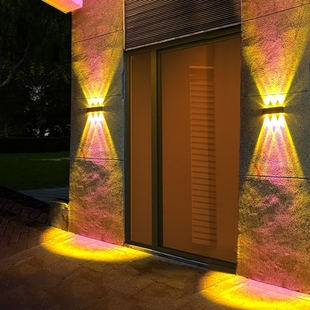 新款太阳能庭院灯户外防水外墙装饰室外墙壁灯上下发光围墙氛围灯