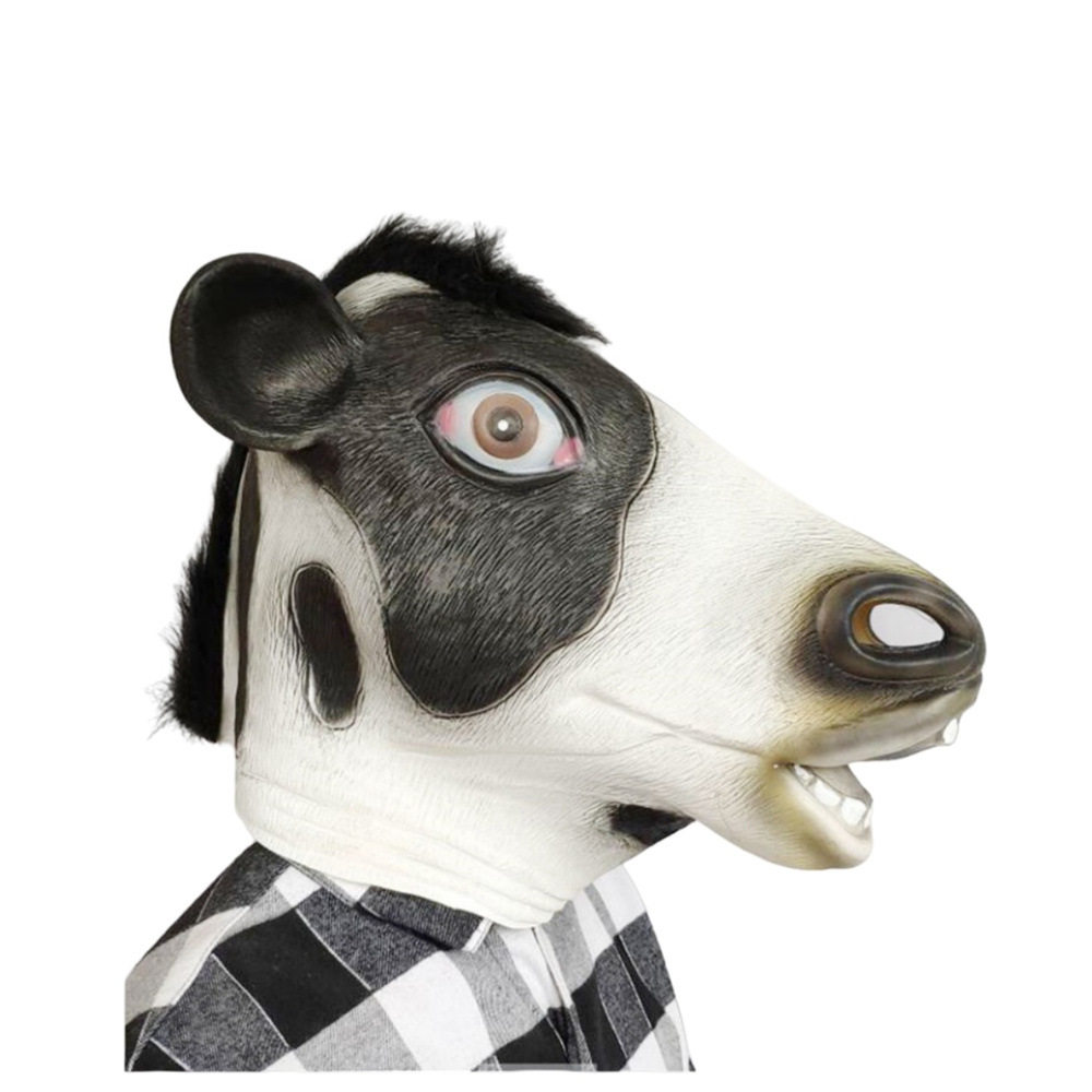 动物奶牛面具头套万圣节面罩派对装扮圣诞节狂欢节日气氛道具脸谱