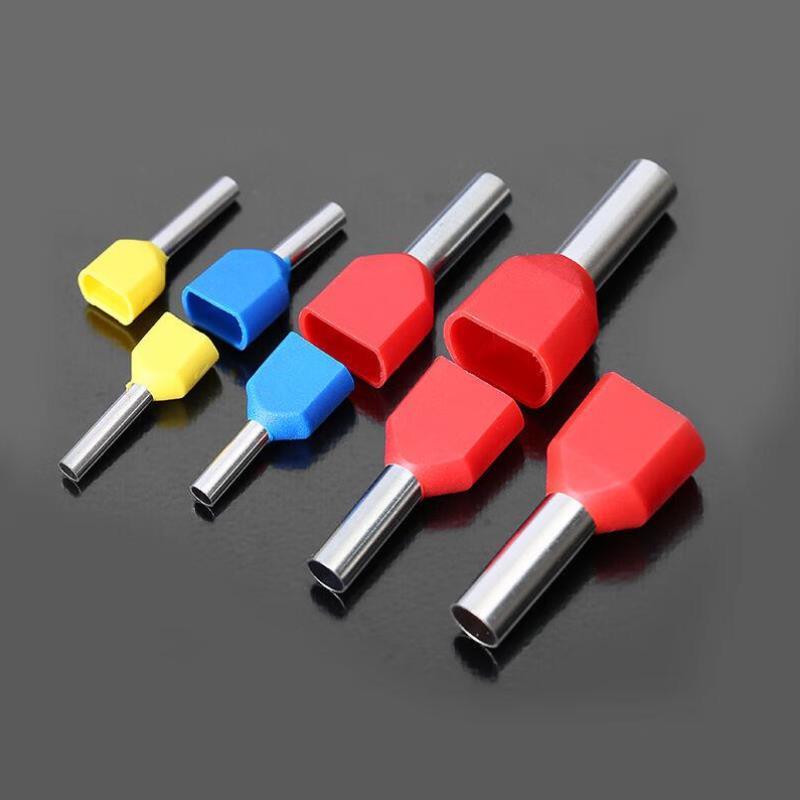 安达通TE双线管型端子冷压并线欧式接线端子紫铜针形绝缘端子TE40