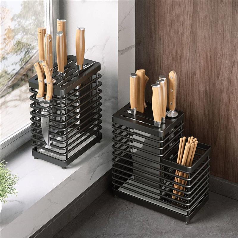 不锈钢刀架厨房置物架壁挂式刀具筷子筒一体收纳架子多功