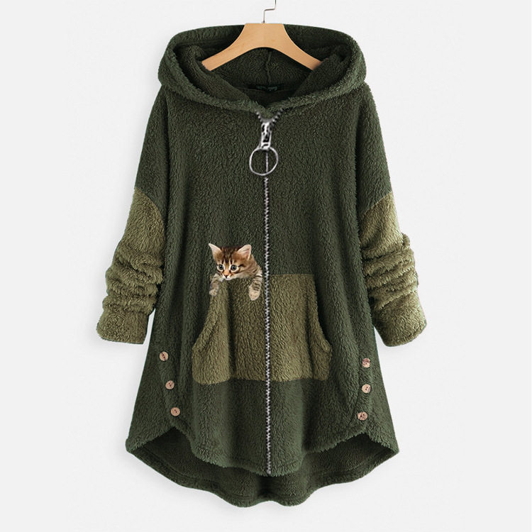 亚马逊速卖通wish拉链女装 日系加肥短款加肥加大豹纹外套coat