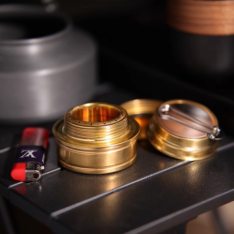 户外酒精炉黄铜炉野外炉具便携式德式炉野餐炉头露营汽化野炊野营