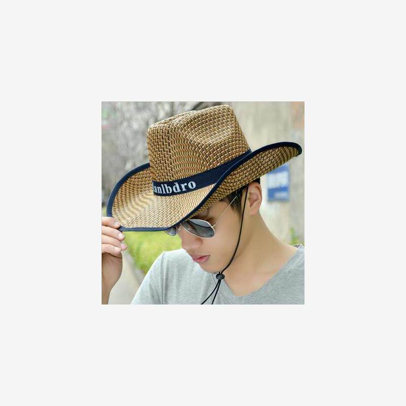 男士遮阳草帽夏季渔夫帽防晒遮脸凉帽沙滩帽男夏天帽子牛仔太阳帽