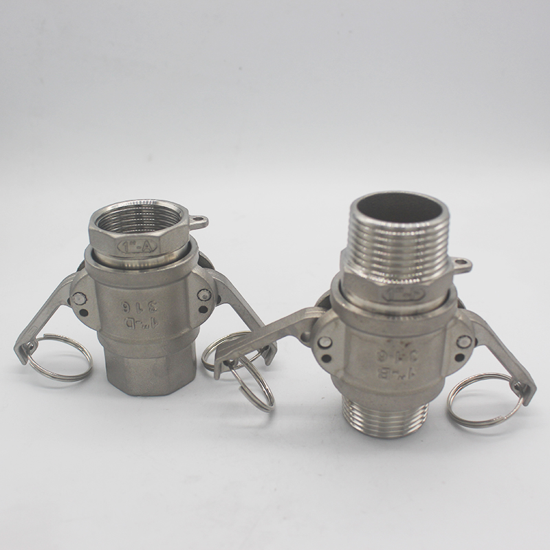 304快速接头不锈钢双内丝AD型外丝BF扳把式水管活接卡扣式直通管