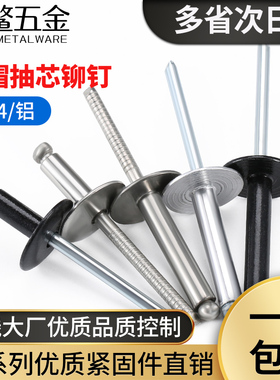 304不锈钢铝白大帽抽芯铆钉黑色拉铆钉大头帽铝拉钉圆头柳钉