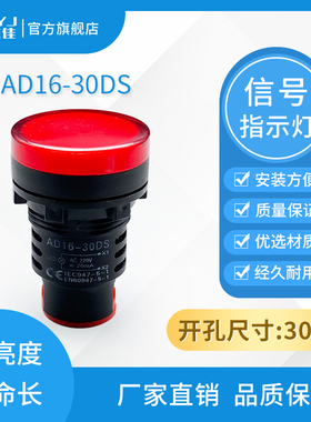 AD16-30DS电源指示灯红绿黄蓝白色30mmLED高亮信号灯12/24/220V
