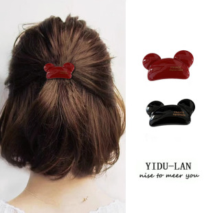 公主头发夹女2025新款红色鸭嘴夹小号半扎短发发夹后脑勺碎发神器