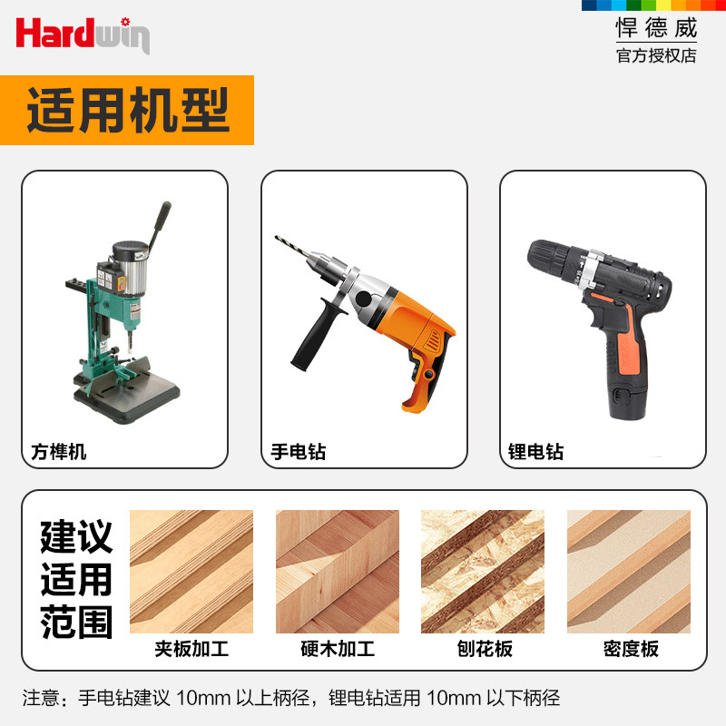 悍德威木工方孔钻头方榫钻方眼钻打孔钻头开榫钻芯木工方形开孔器