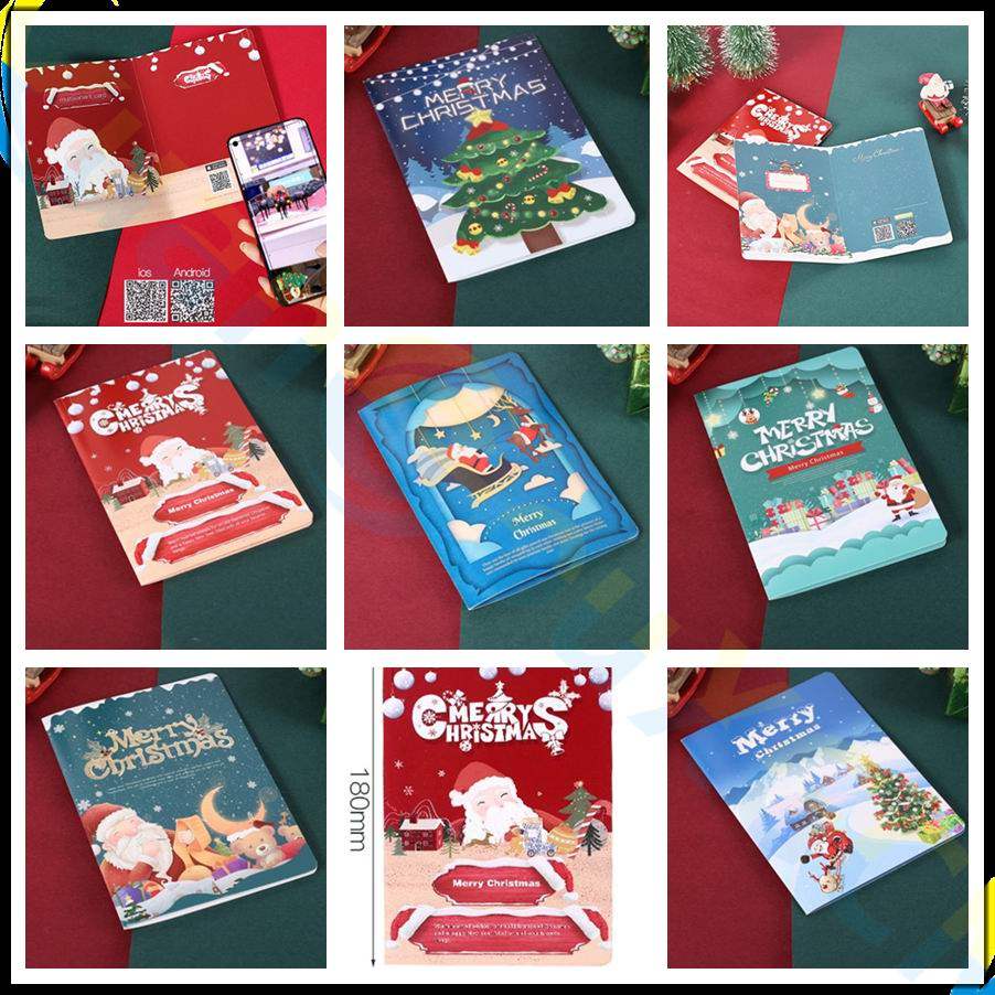 圣诞节贺卡DIY创意AR立体虚拟成像视频3D感恩节祝福礼物卡明信片