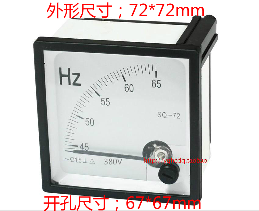 交流频率表SQ72-45-65HZ/CZ72-45-65HZ/100V/220V/380V/72*72mm