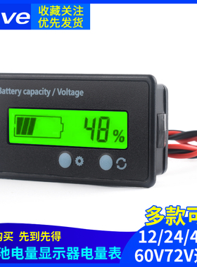 12V24V48V60V72V锂电池电量显示器铅酸电瓶剩余电量百分比电量表