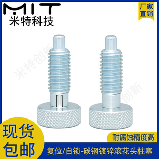 MITZS/MITFS碳钢镀锌滚花头弹簧柱塞螺纹旋钮柱塞定位分度插销