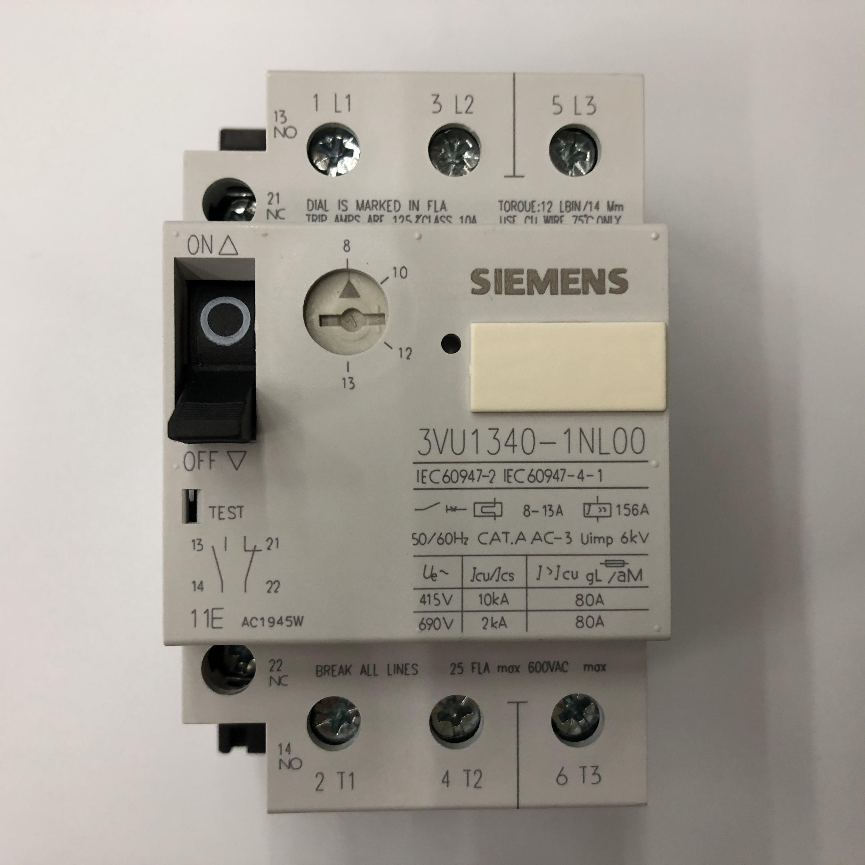 询价原装正品3VU1340-1NL00 8-13A西门子电动机保护用空气开关断