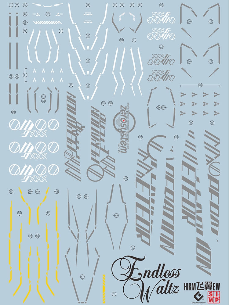 EVO HIRM3水贴 可用于万代 HIRM掉毛飞翼零式 无尽华尔兹 荧光