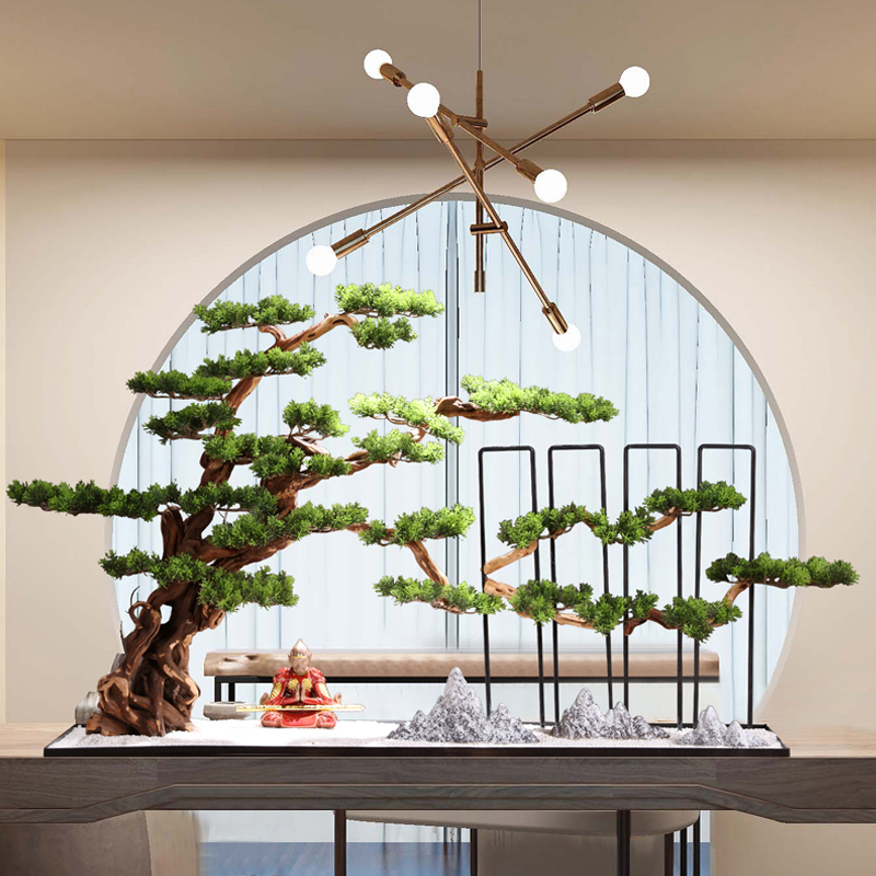 禅意新中式迎客松创摆件