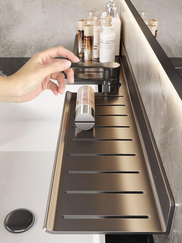 镜前卫生间置物架厕所水龙头洗手台盆洗漱台壁挂式免打孔浴室架子