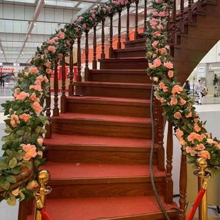 楼梯扶手装饰遮丑盖空调管装饰遮丑花藤栏杆胶花仿真假花水管藤蔓